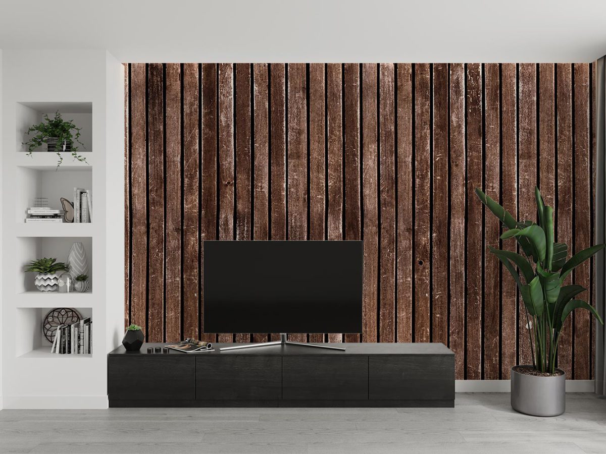 کاغذ دیواری طرح چوب راه راه w11022900 پشت تلویزیون