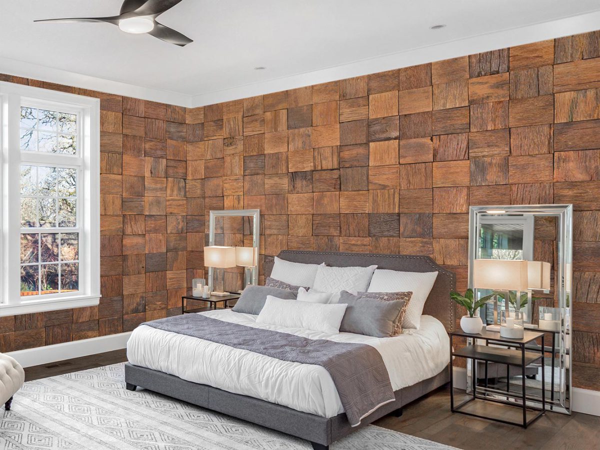 کاغذ دیواری طرح چوب مربعی w11023300 اتاق خواب