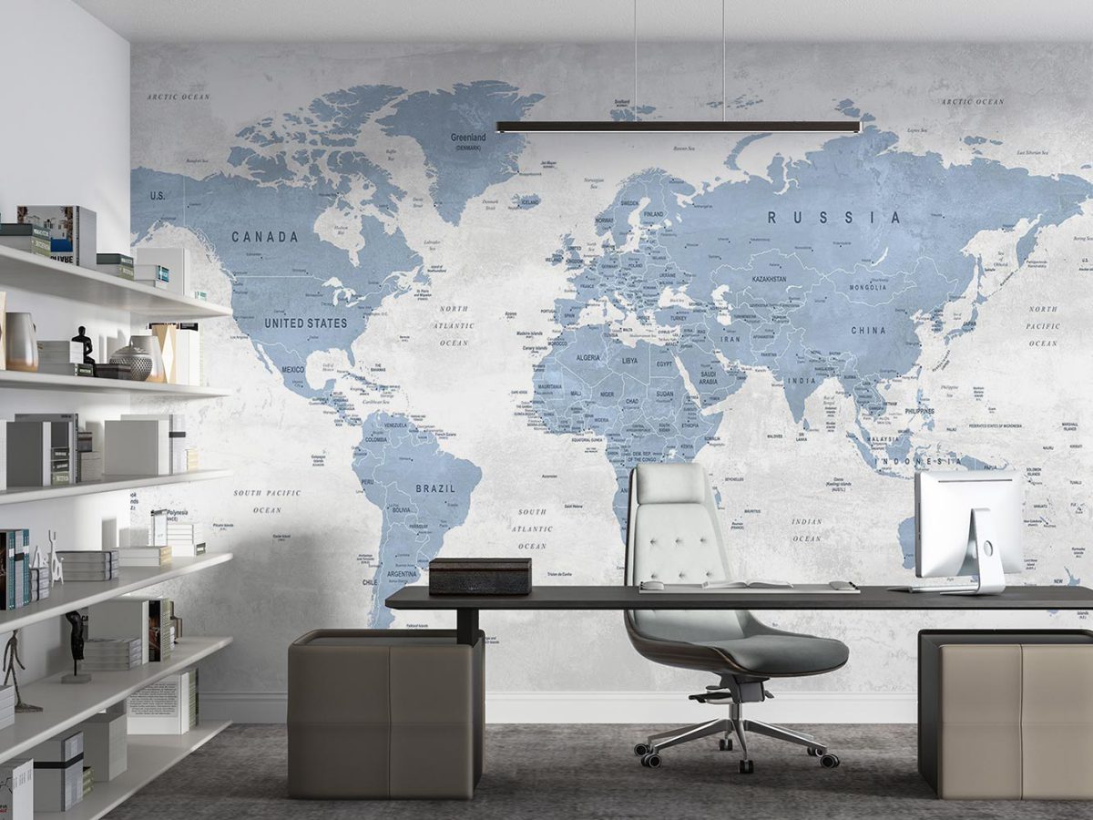 کاغذ دیواری طرح نقشه جهان w11023900 اداری دفتر کار