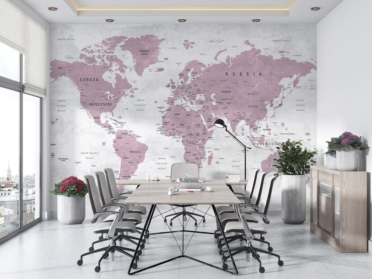 کاغذ دیواری نقشه جهان w11023910 اداری دفتر کار