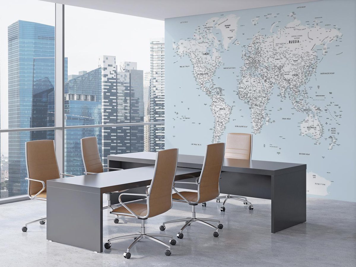 پوستر کاغذ دیواری نقشه جهان w11024100 اداری دفتر کار