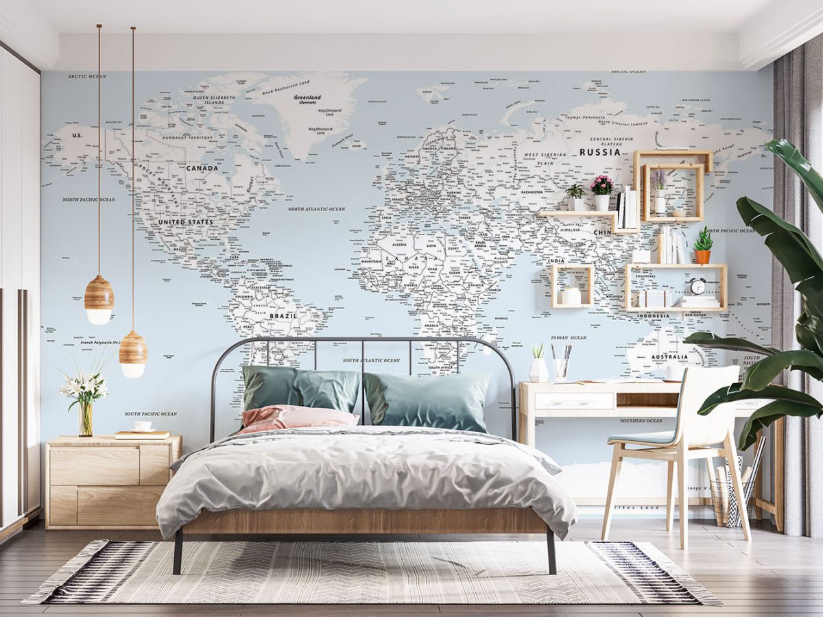 پوستر کاغذ دیواری نقشه جهان w11024100 اتاق نوجوان پسر