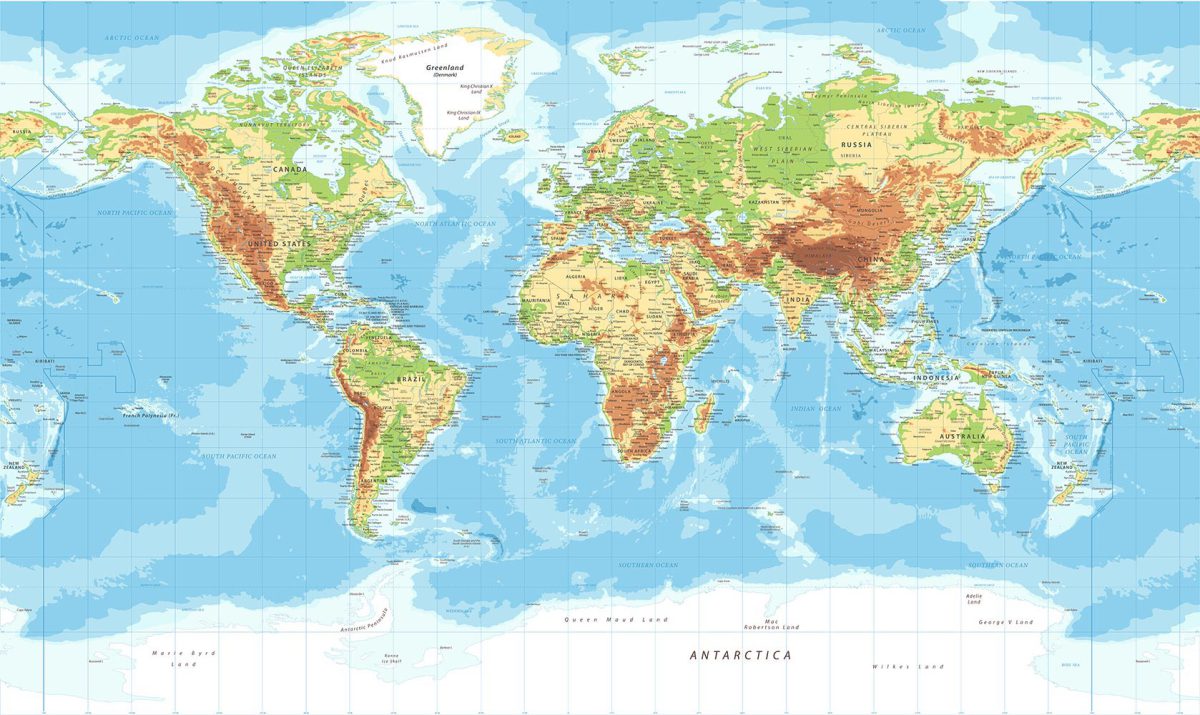 پوستر دیواری نقشه جهان رنگی w11024300