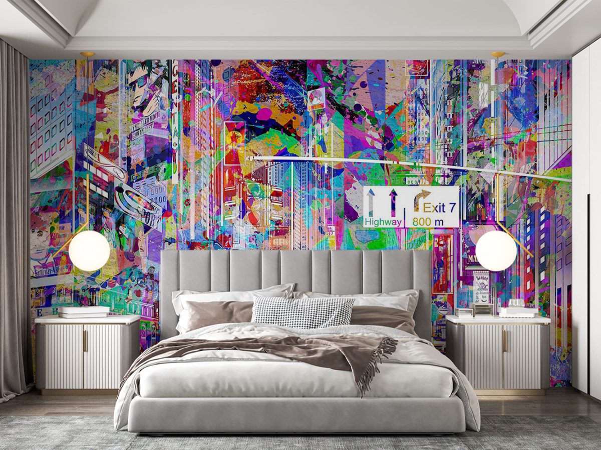 پوستر دیواری نقاشی شهر رنگی w11025000 اتاق خواب