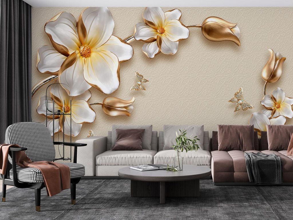 پوستر دیواری سه بعدی طرح گل برجسته W13010200