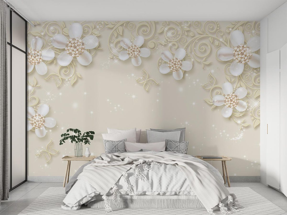 کاغذ دیواری سه بعدی گلدار W13010600 اتاق خواب