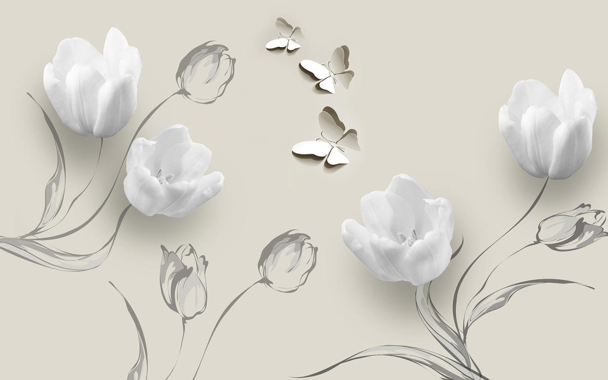 پوستر دیواری سه بعدی گل پروانه W13010700