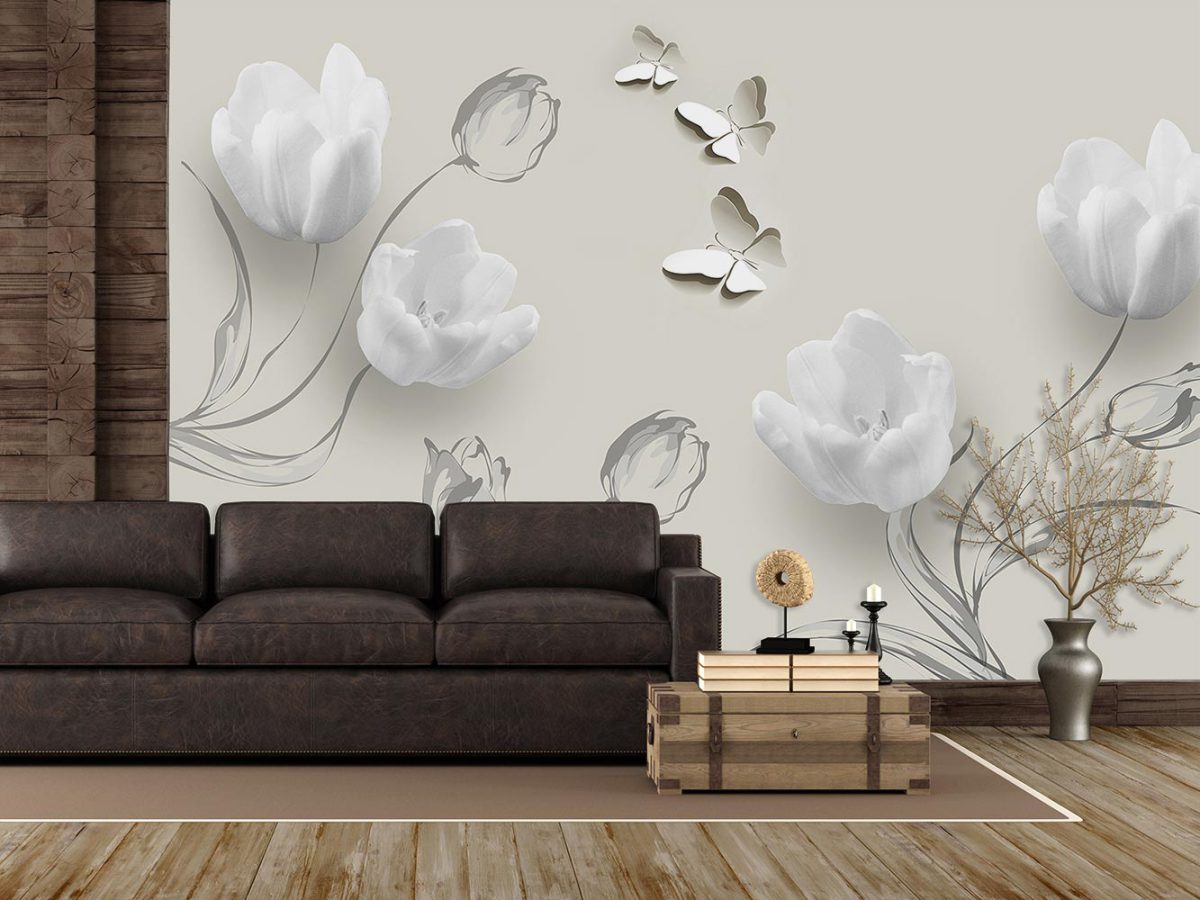 پوستر دیواری سه بعدی گل پروانه W13010700 پذیرایی