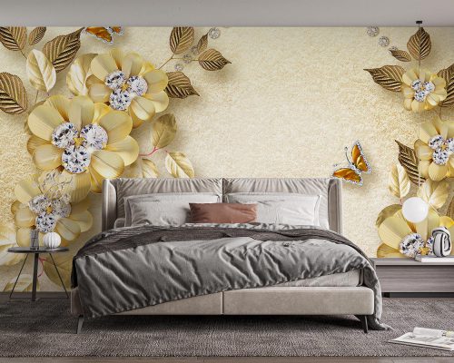 پوستر کاغذ دیواری گل سه بعدی فانتزی W13011700