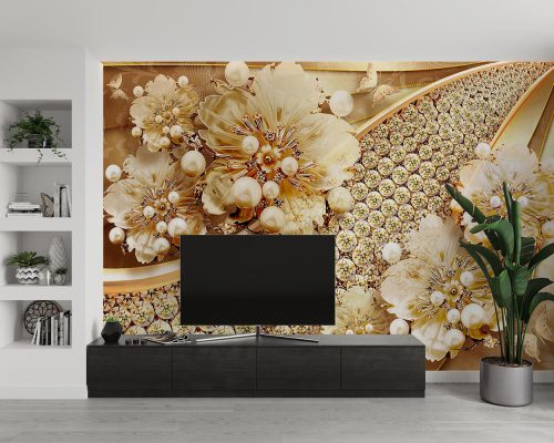 کاغذ دیواری سه بعدی گل لاکچری W13011900