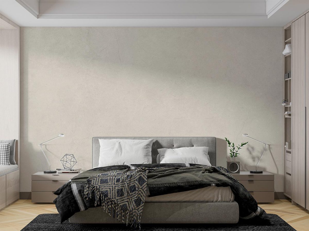 کاغذ دیواری ساده کرمی تک رنگ W20013900 برای اتاق خواب