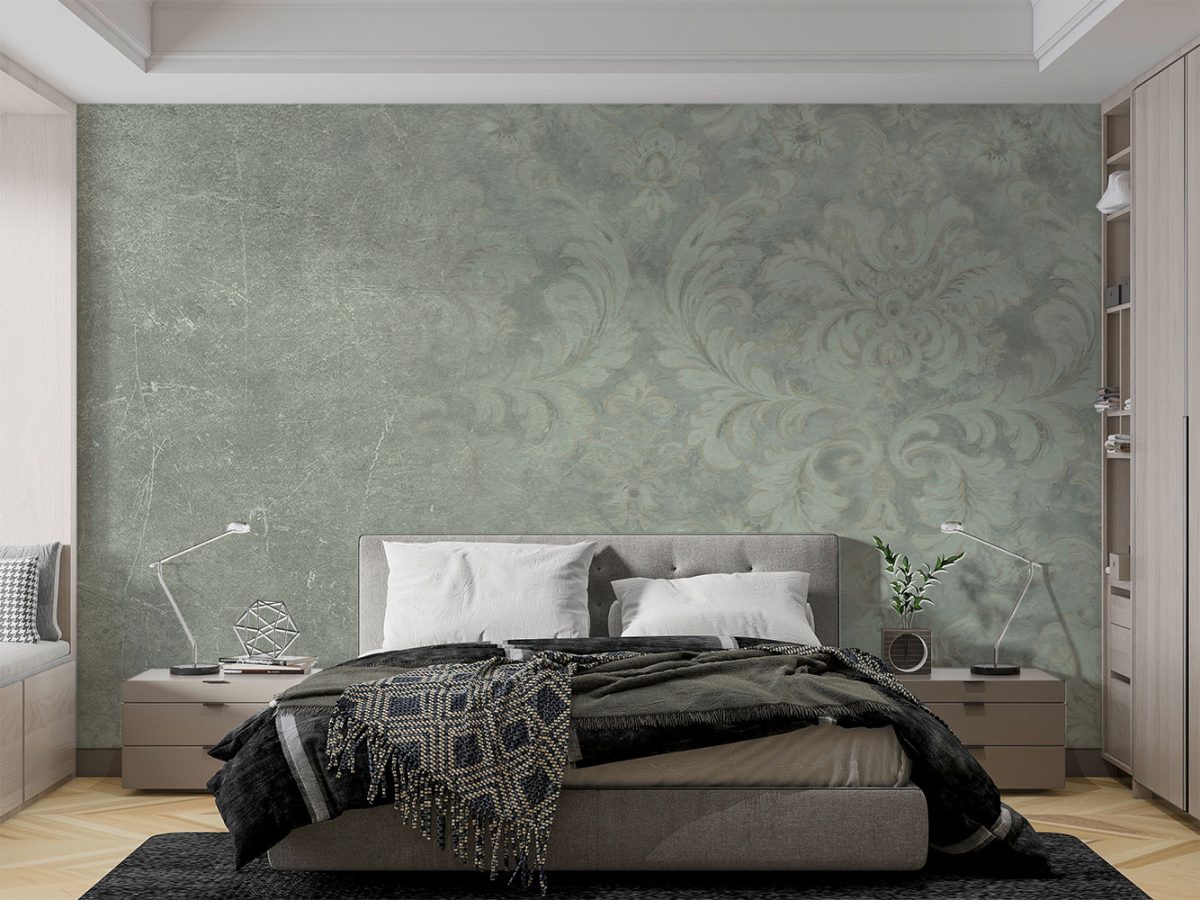 کاغذ دیواری طرح داماسک سبز W10070100 اتاق خواب