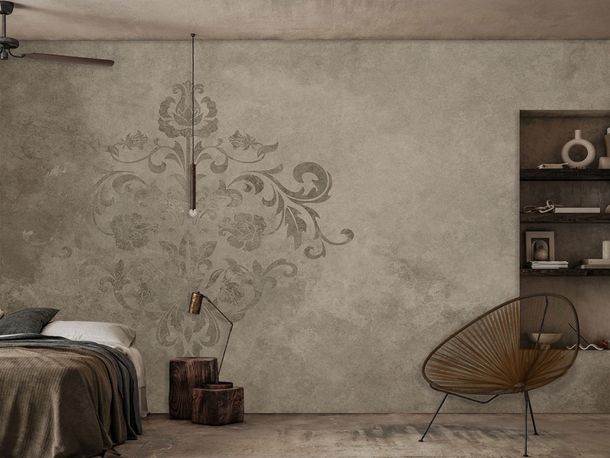 کاغذ دیواری مدل داماسک قهوه ای W10070240 اتاق خواب