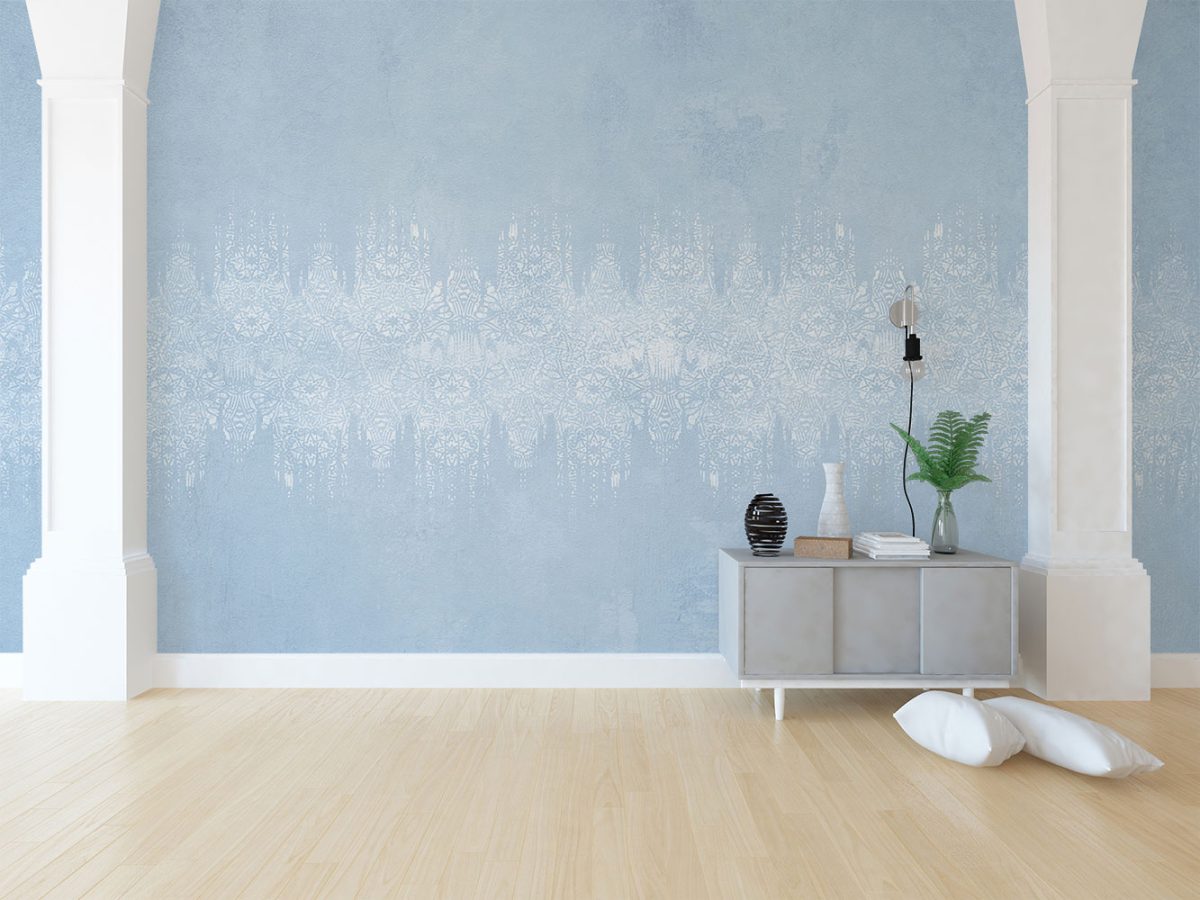 کاغذ دیواری مدرن طرح پتینه آبی W10070410 پذیرایی