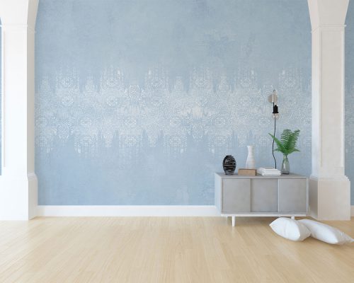 کاغذ دیواری مدرن طرح پتینه آبی W10070410
