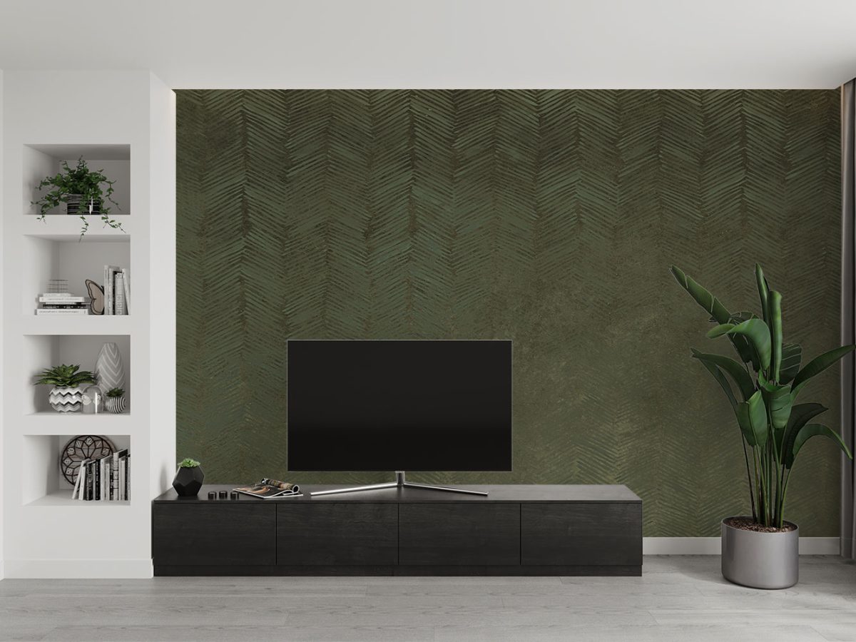 کاغذ دیواری هندسی لوکس سبز W10070720 پشت تلویزیون