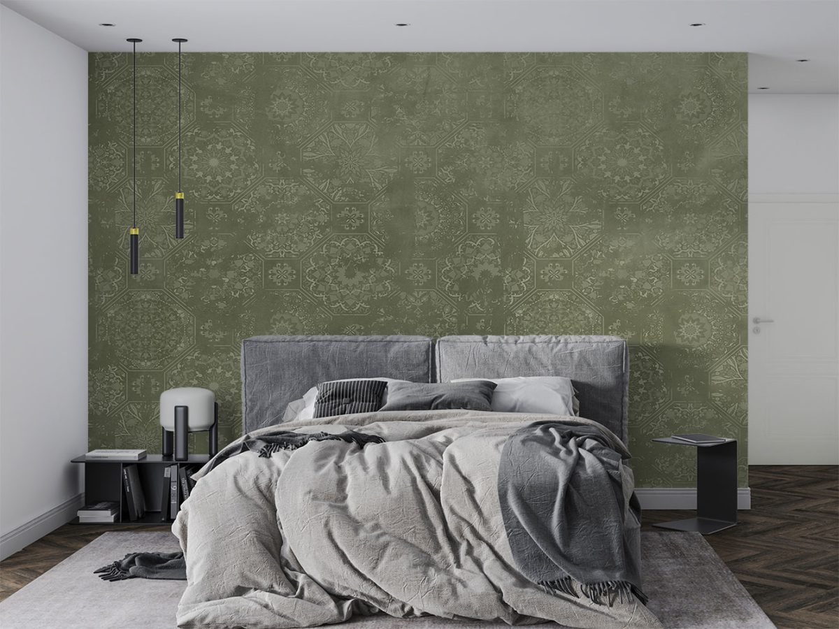 کاغذ دیواری مدل پتینه سبز W10071120 برای اتاق خواب