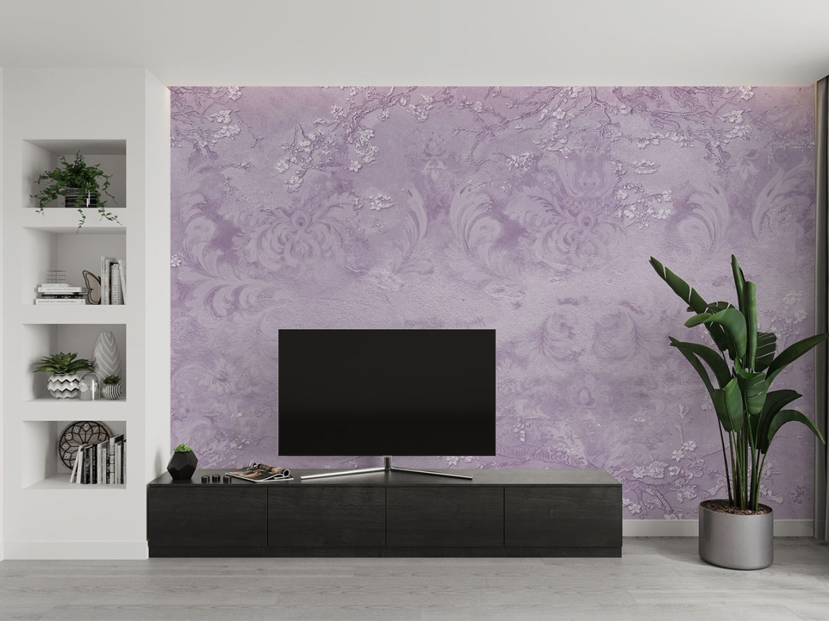 کاغذ دیواری داماسک مدرن W10071730 پشت تلویزیون