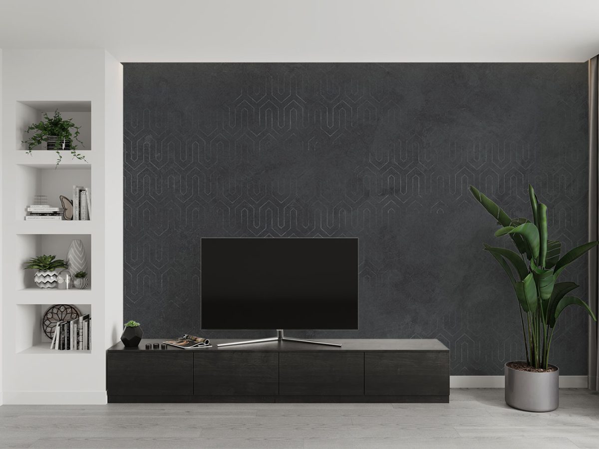 کاغذ دیواری هندسی مشکی تیره W10072100 برای پشت تلویزیون