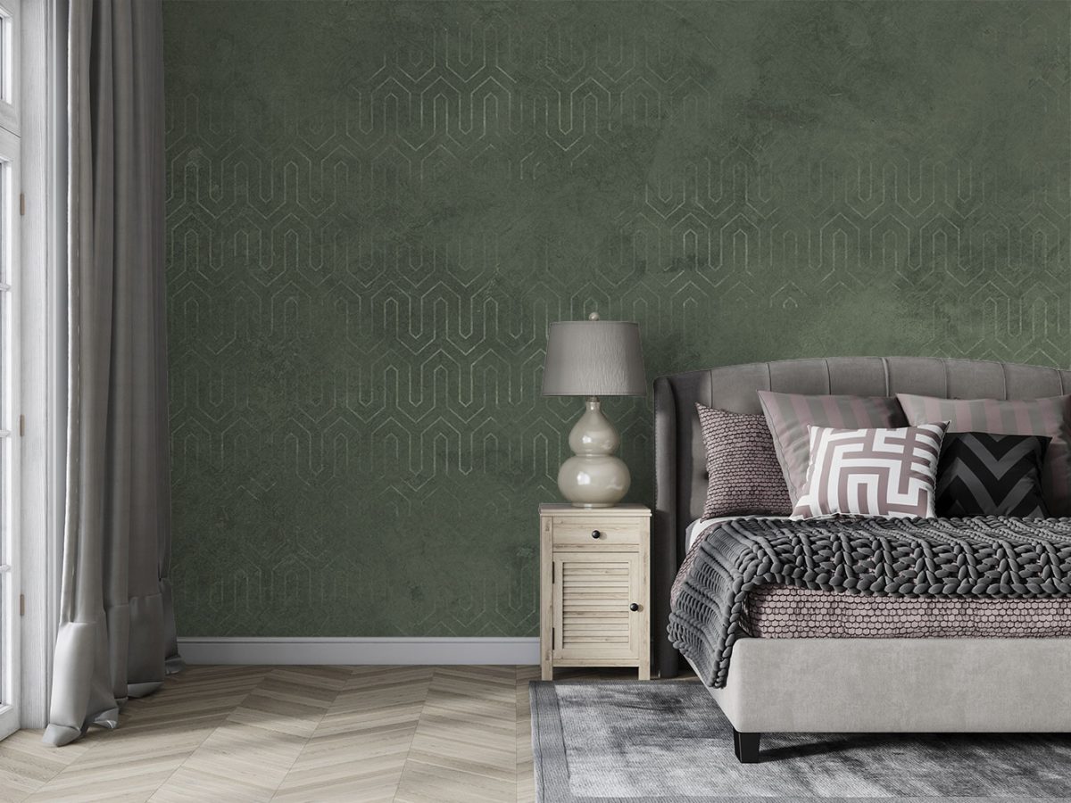 کاغذ دیواری هندسی سبز W10072110 اتاق خواب