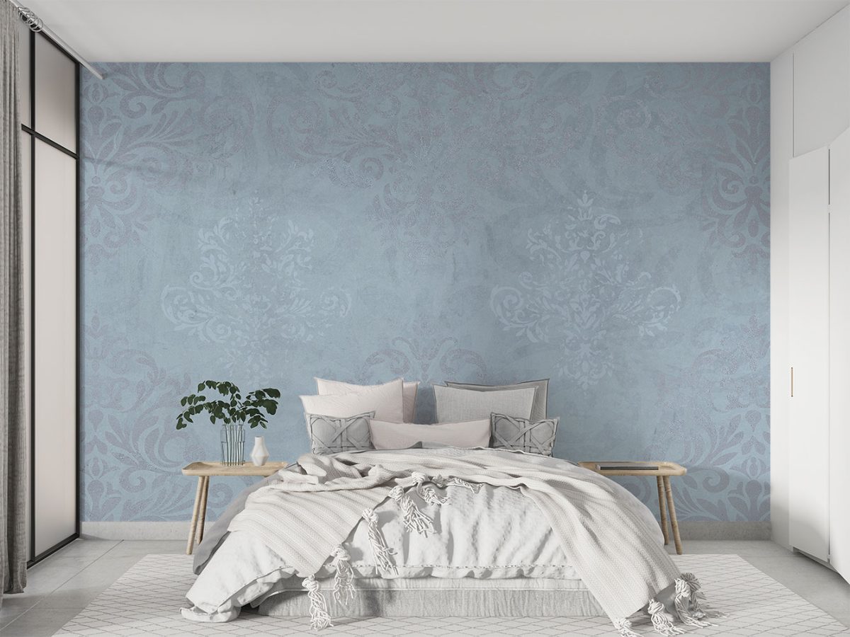 کاغذ دیواری مدرن داماسک آبی W10072630 برای اتاق خواب