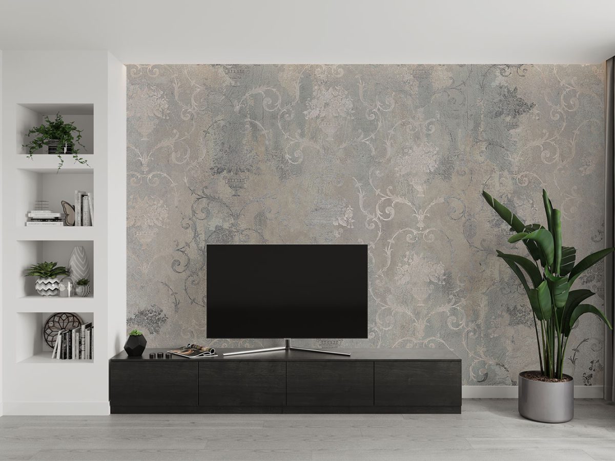کاغذ دیواری مدل داماسک W12211100 پشت تلویزیون