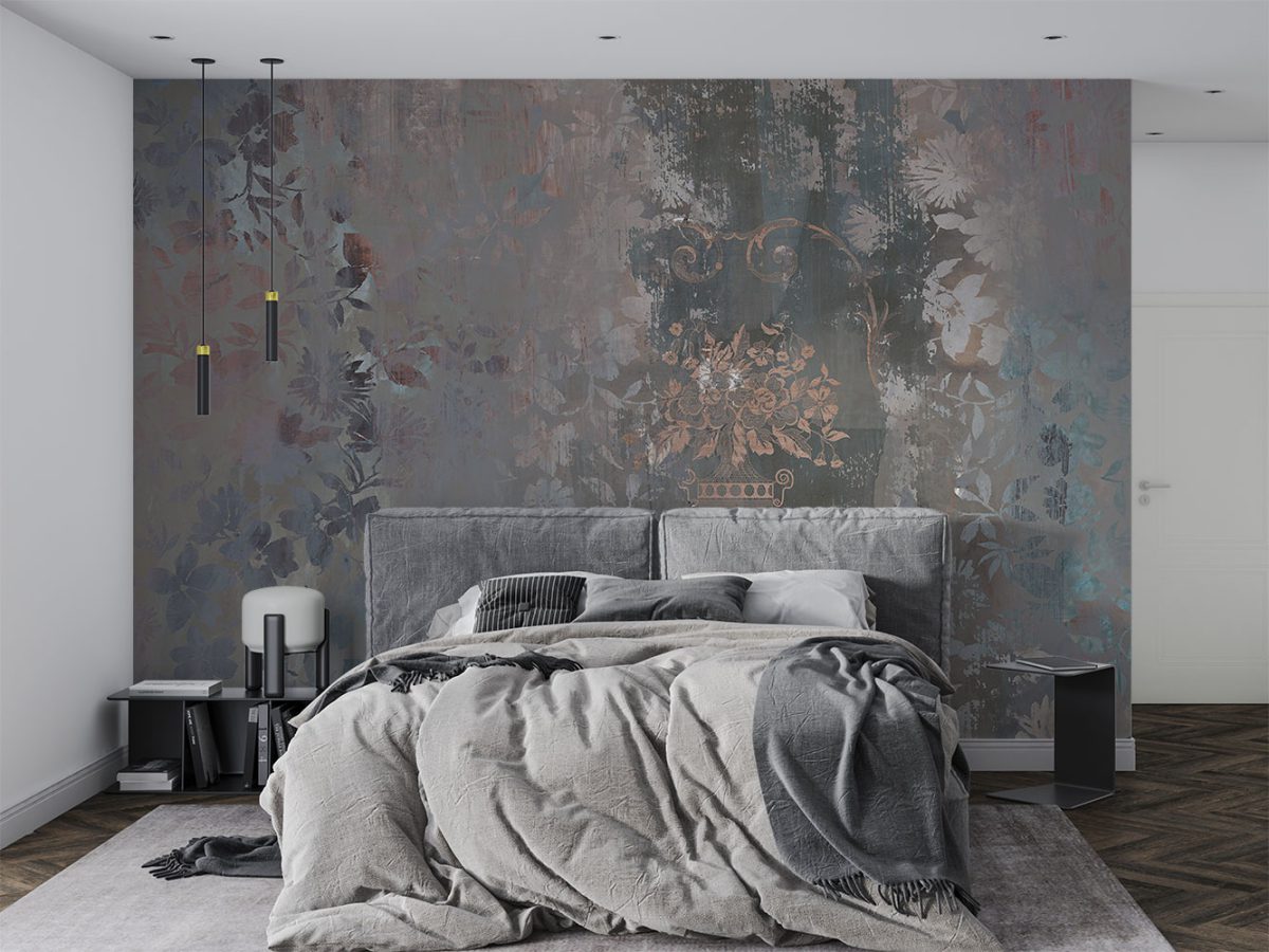 کاغذ دیواری طرح گل و پتینه W12217900 دکور اتاق خواب