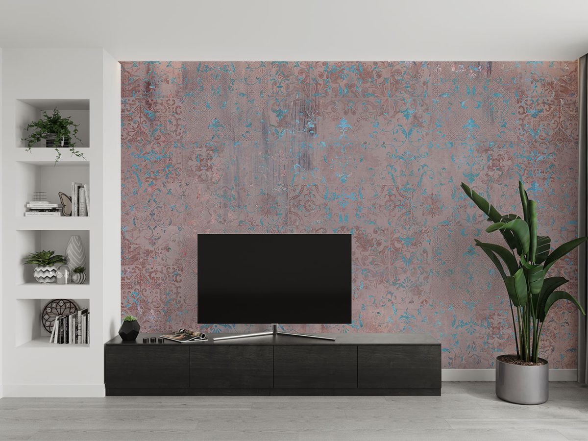 کاغذ دیواری لاکچری مدل پتینه W12218700 پشت تلویزیون