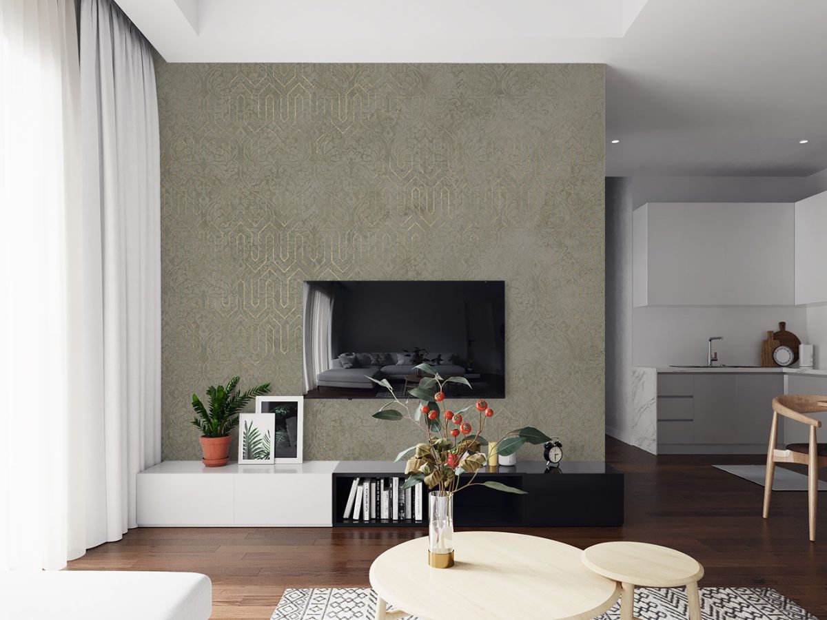 کاغذ دیواری طرح پتینه W13013200 برای دیوار پشت تلویزیون