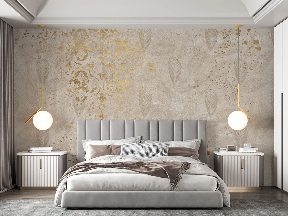 کاغذ دیواری برگ لوکس لاکچری W13013900 برای اتاق خواب