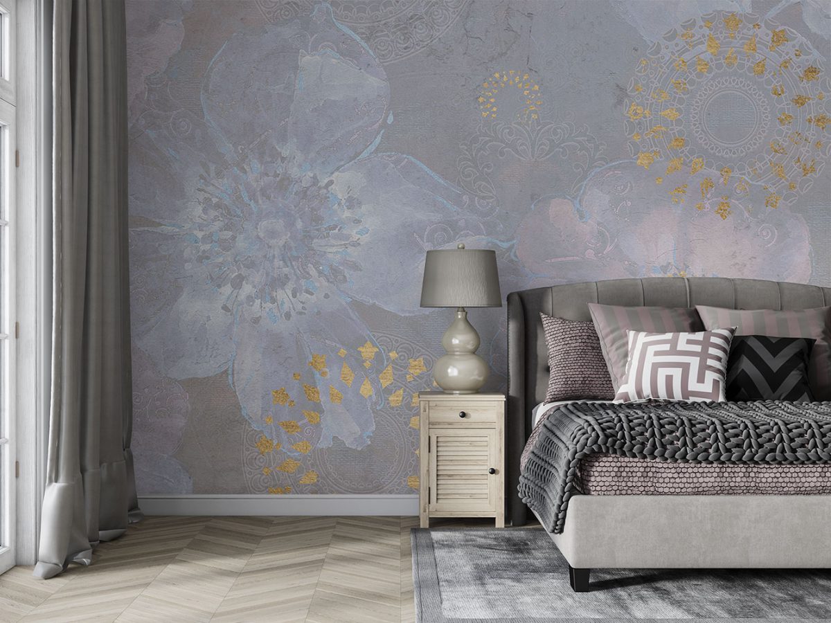 کاغذ دیواری طرح گل بزرگ W13014200 برای اتاق خواب