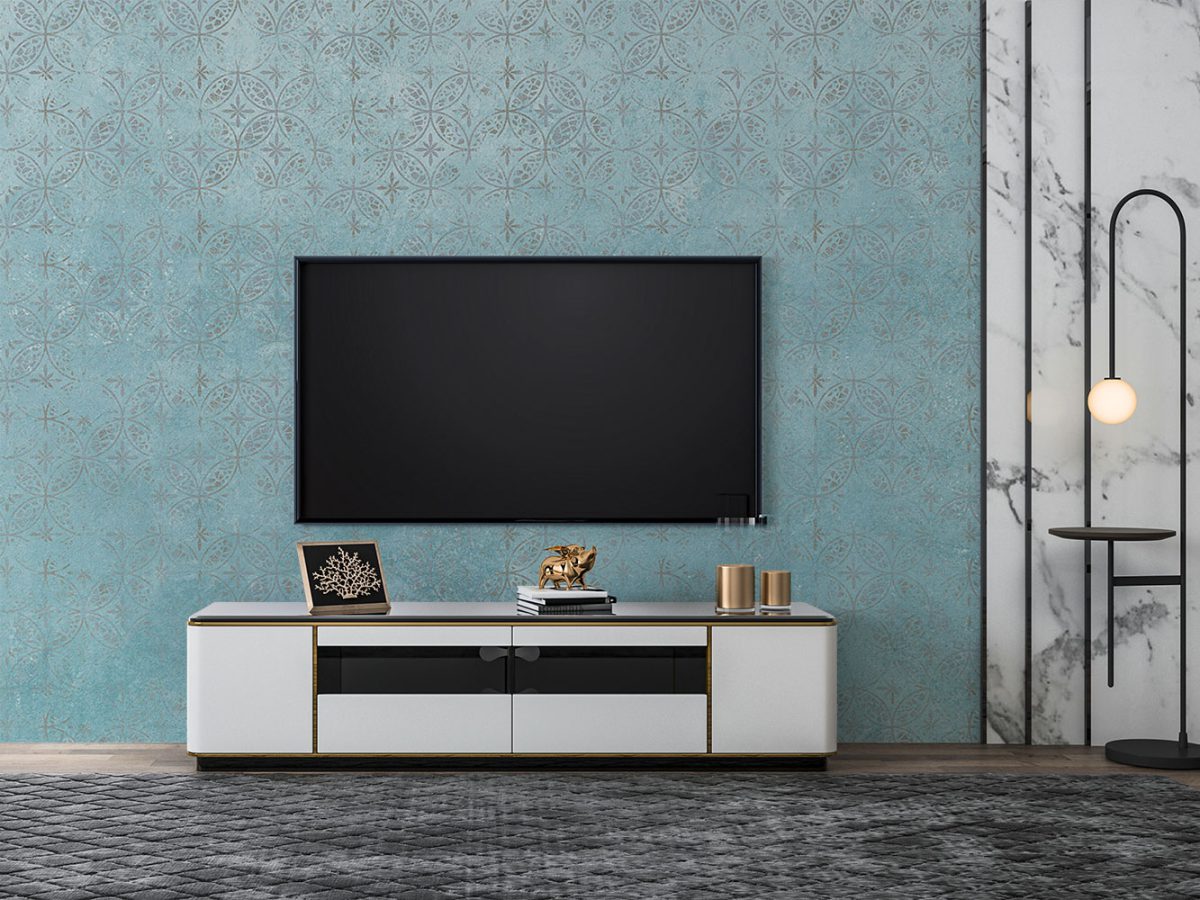 کاغذ دیواری طرح پتینه و هندسی W13014500 برای پشت تلویزیون