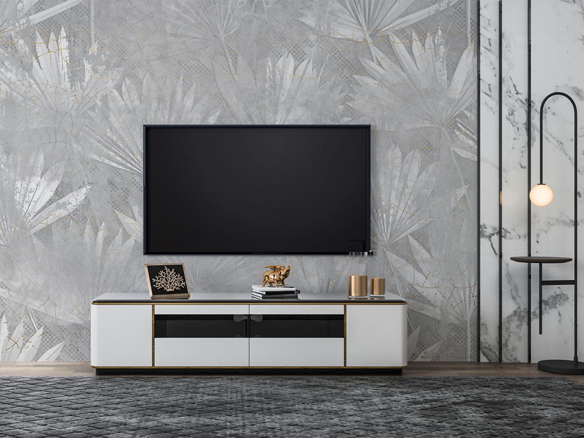 کاغذ دیواری طرح برگ W13015600 برای پشت تلویزیون