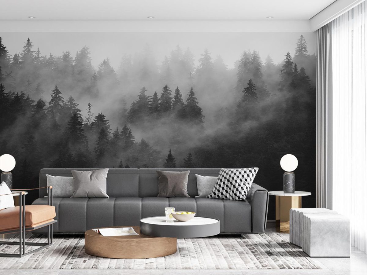 پوستر دیواری جنگل سیاه و سفید W10112000