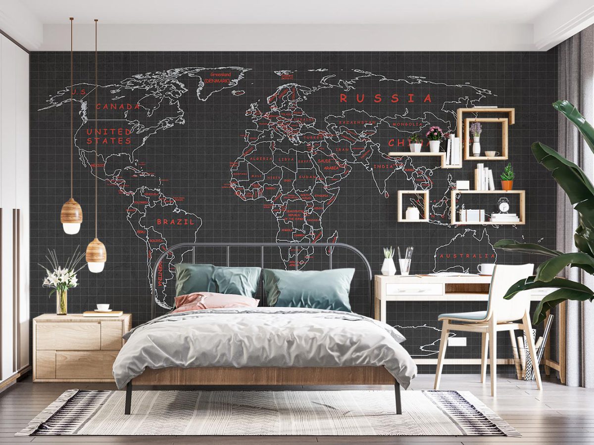 کاغذ دیواری پسرانه نقشه جهان W10114300