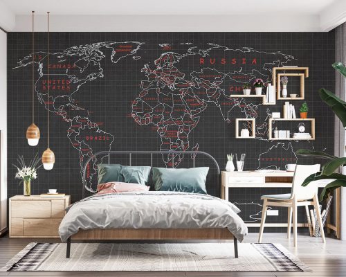 کاغذ دیواری نقشه جهان W10114300