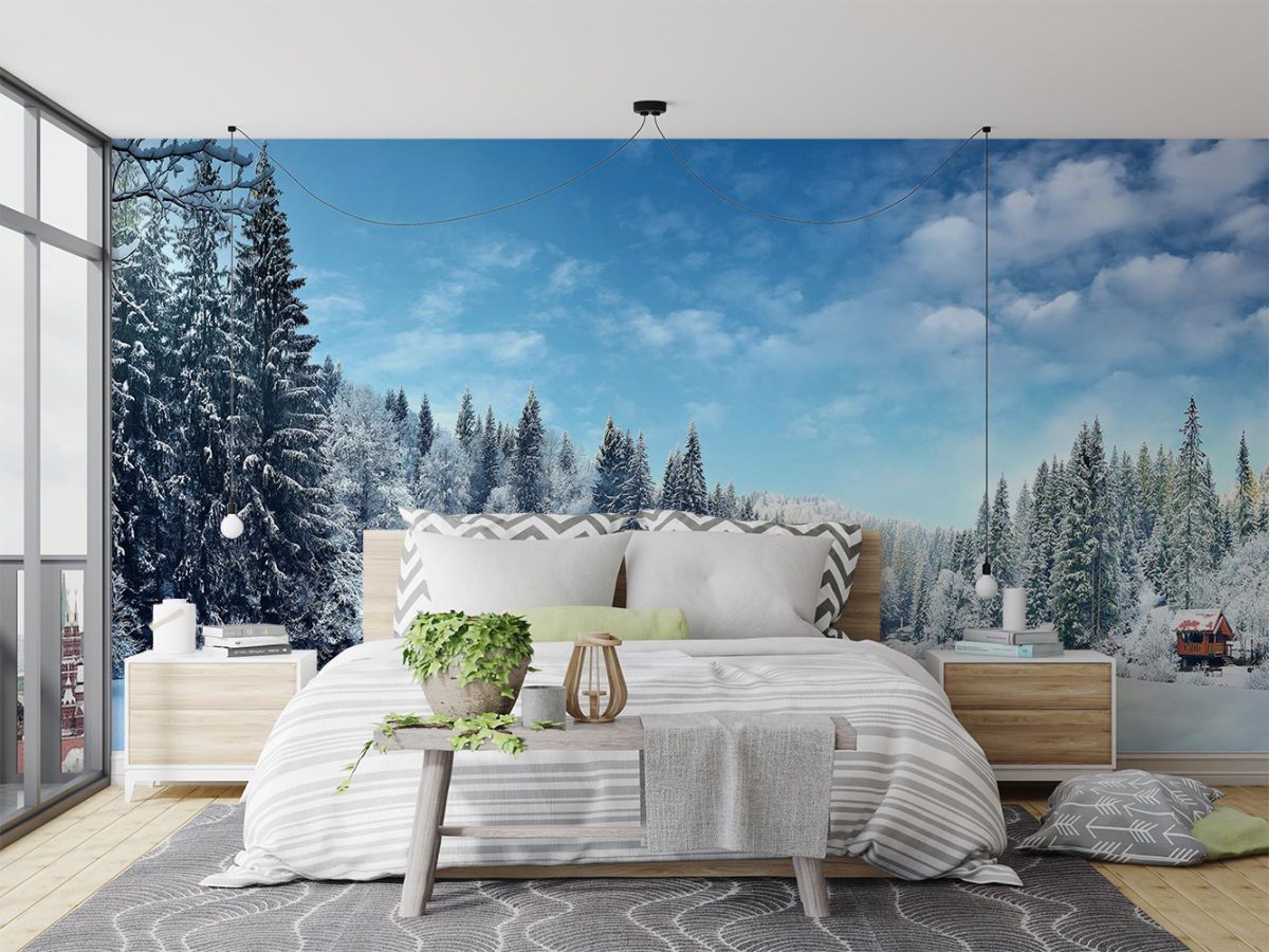 کاغذ دیواری اتاق خواب طبیعت برفی و زمستانی W10116800
