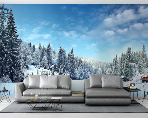 پوستر دیواری طبیعت برفی و زمستانی W10116800