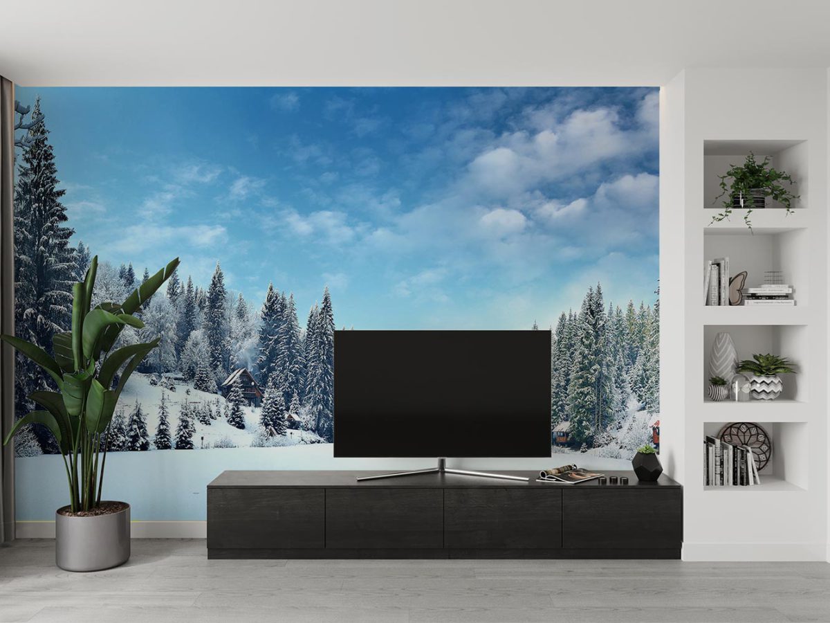 کاغذ دیواری پشت تلویزیون طبیعت برفی و زمستانی W10116800