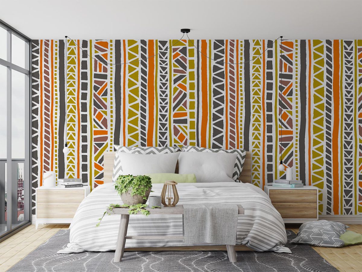 کاغذ دیواری اتاق خواب سبک بوهو هندسی W10118900