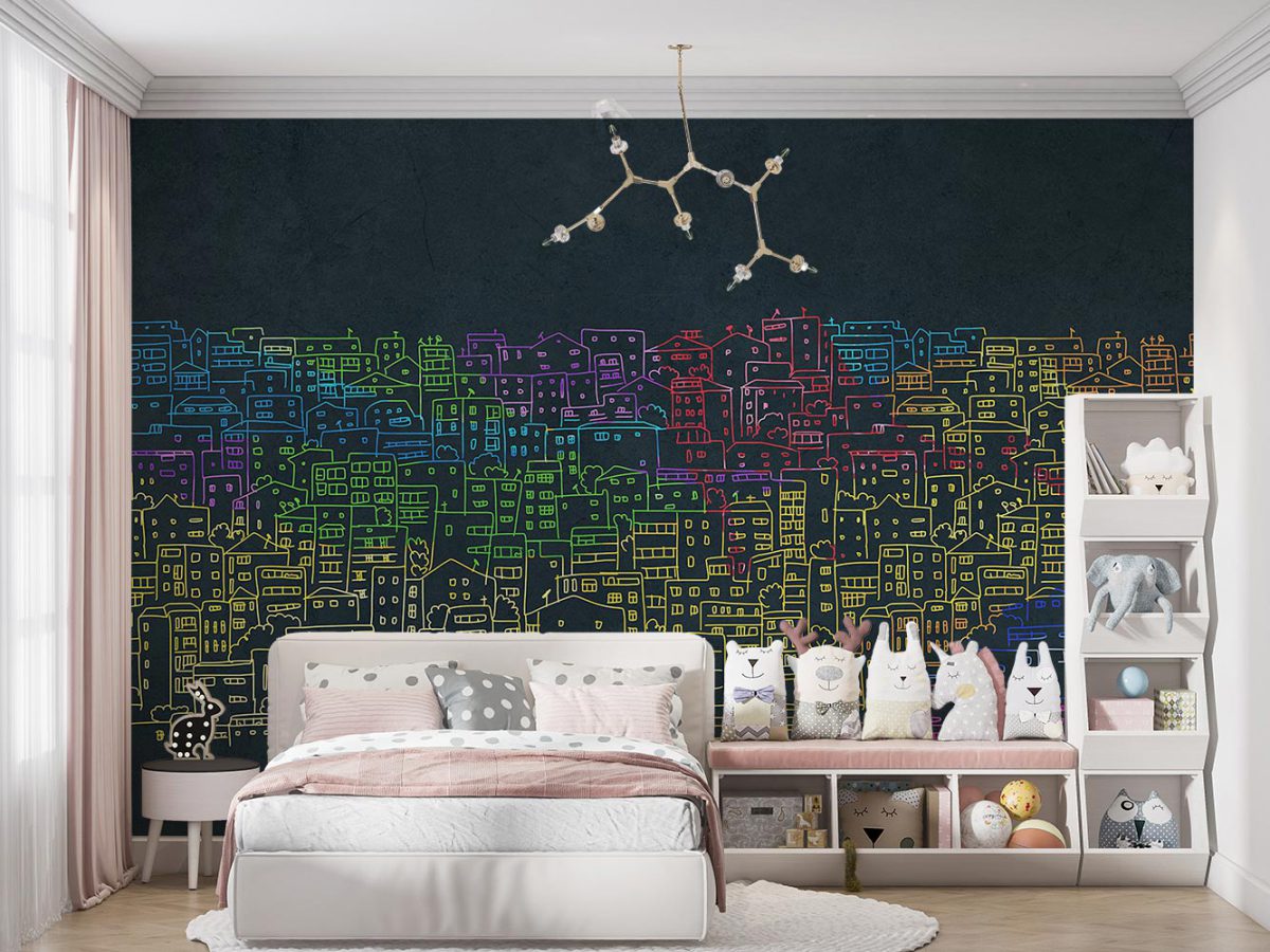 پوستر دیواری اتاق کودک شهر رنگارنگ W10121100
