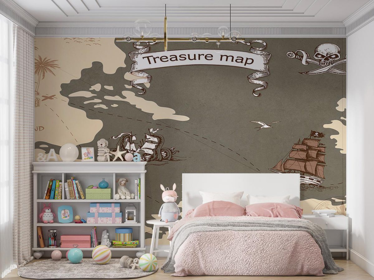 پوستر دیواری اتاق کودک پسرانه نقشه دزدان دریایی W10123700