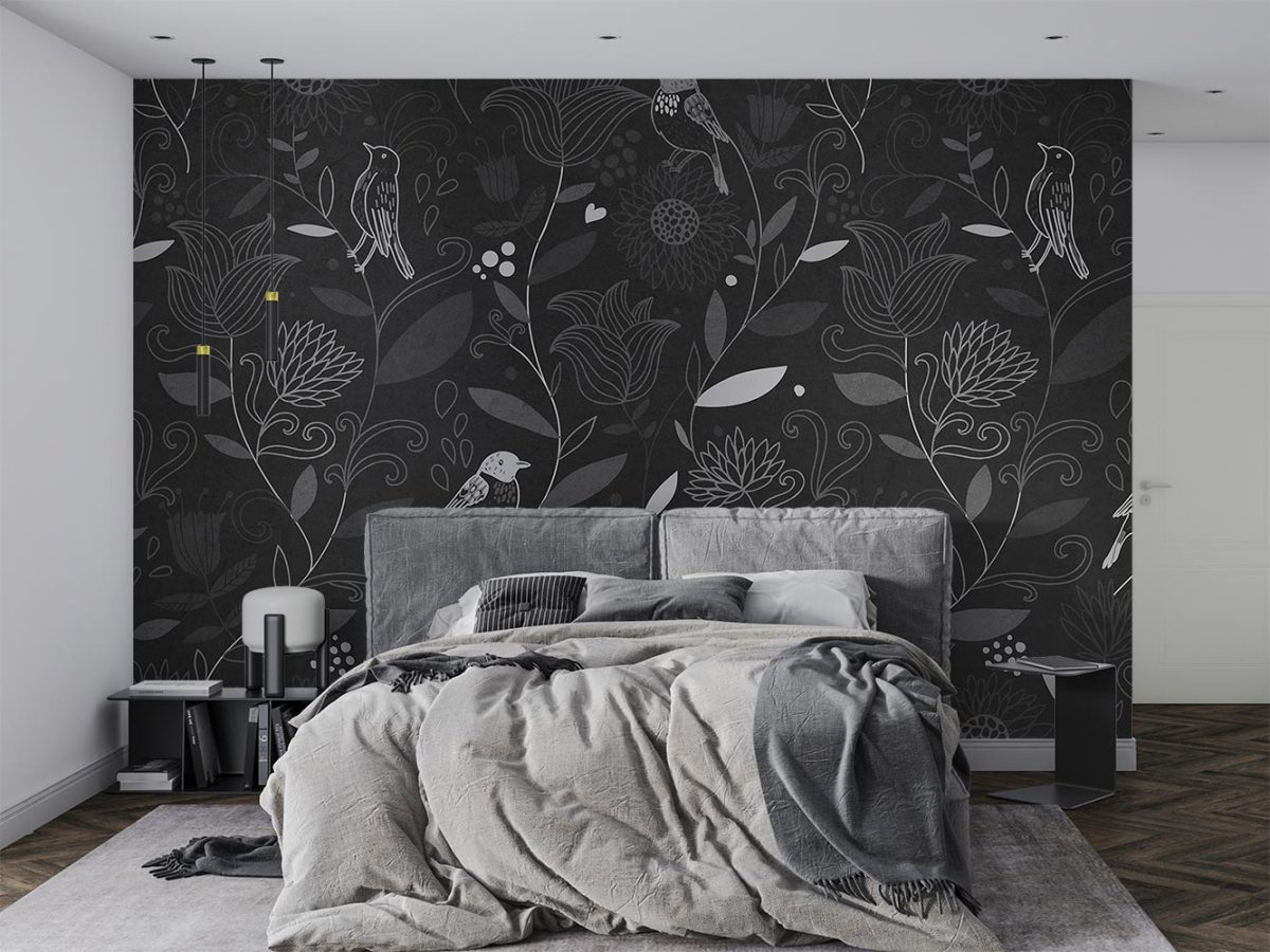 کاغذ دیواری اتاق خواب طرح گل و برگ W10123900