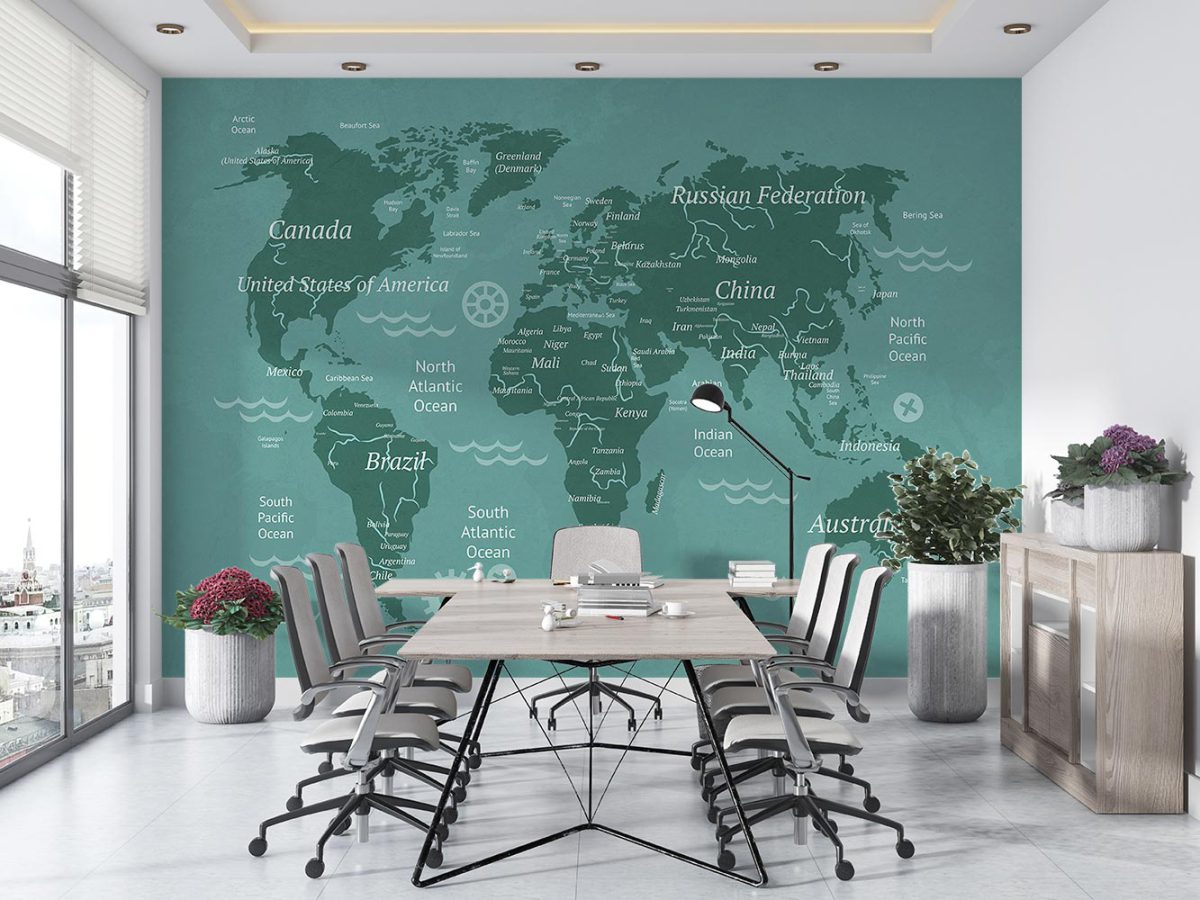 کاغذ دیواری دفتر مدیریت و اداری نقشه جهان W10124700