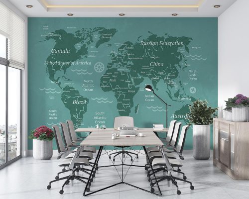 کاغذ دیواری دفتر مدیریت و اداری نقشه جهان W10124700
