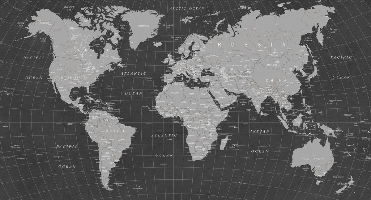پوستر دیواری نقشه جهان تیره W10126900