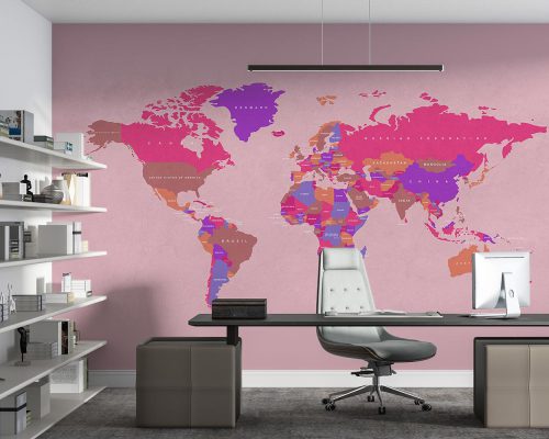 کاغذ دیواری نقشه جهان مدرن W10127100