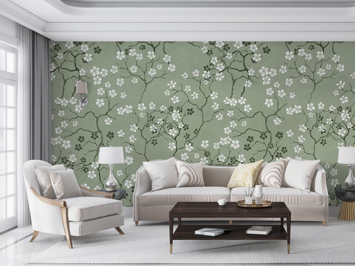 کاغذ دیواری حال پذیرایی طرح گل و شاخه W10128900