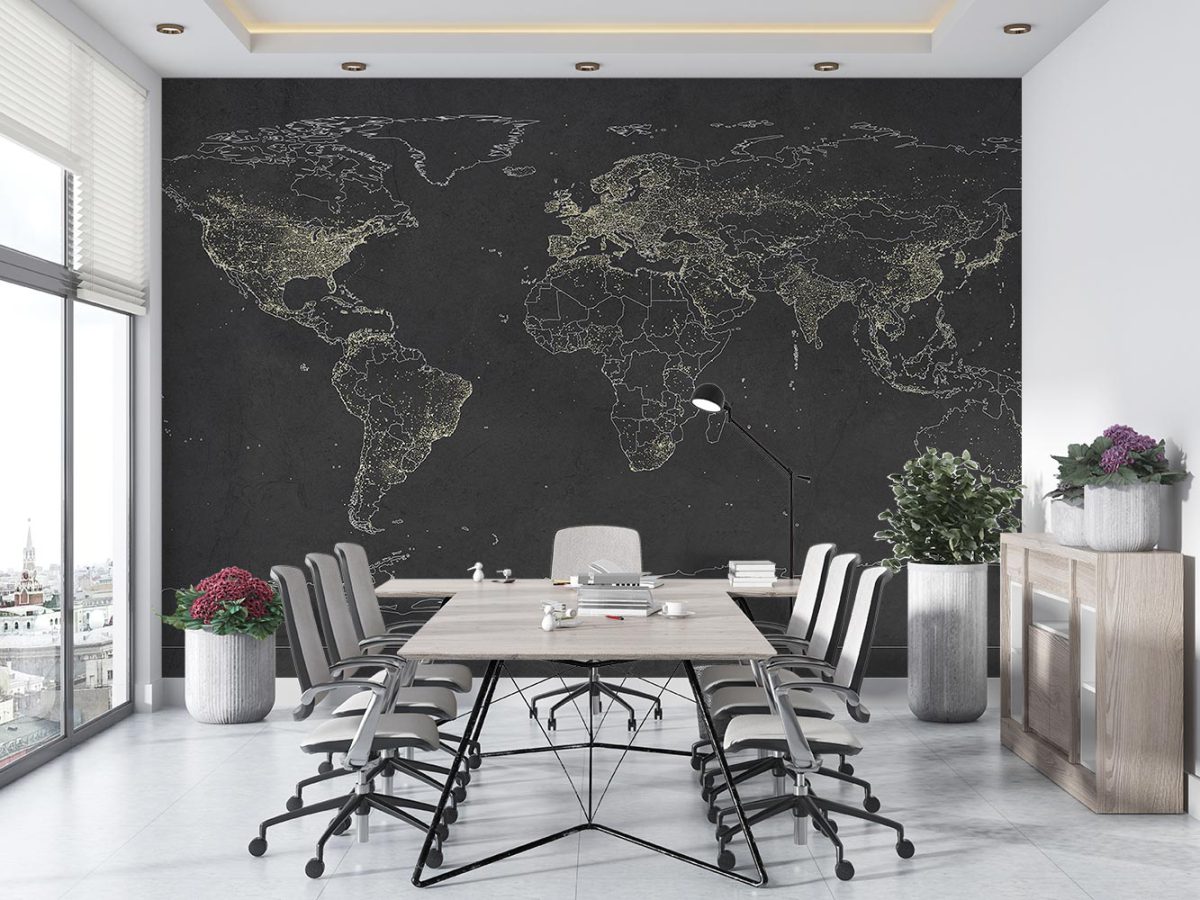 کاغذ دیواری نقشه جهان تیره خاص W10129100