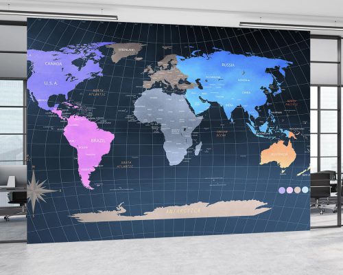 کاغذ دیواری نقشه جهان خاص W10131600